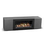 Тумба под ТВ с биокамином SteelHeat LIVORNO IMPULSE 140 см (корпус графит / фасады гротто гранит)