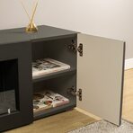 Тумба под ТВ с биокамином SteelHeat LIVORNO IMPULSE 140 см (корпус графит / фасады гротто гранит)