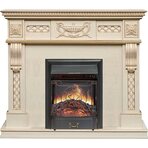 Электрический камин Corsica - Слоновая кость с патиной (Ширина 1100) с очагом Majestic FX Black