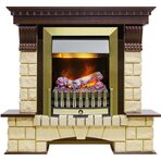 Электрокамин напольный Pierre Luxe - Темный дуб / Шампань (Высота 1050мм) с очагом Danville Antique Brass FB2