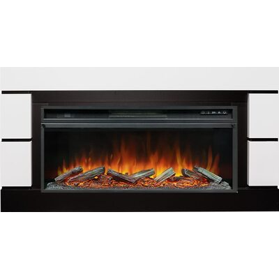 Электрокамин напольный Modern 42 - Белый с черным (Ширина 1395 мм) с очагом Vision 42 LOG LED