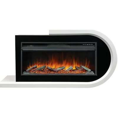 Электрический камин Basel R - Белый с черным с очагом Vision 42 LOG LED