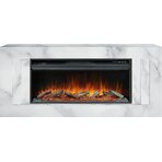 Электрокамин напольный Line 42 SFT White Marble (Разборный) - Белый мрамор с очагом Vision 42 LOG LED