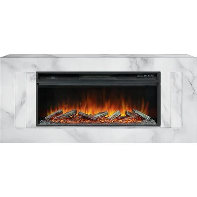 Каминокомплект Line 42 SFT White Marble (Разборный) - Белый мрамор с очагом Vision 42 LOG LED