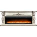 Электрокамин напольный Windsor 60 - Слоновая кость с темной патиной с очагом Vision 60 LED