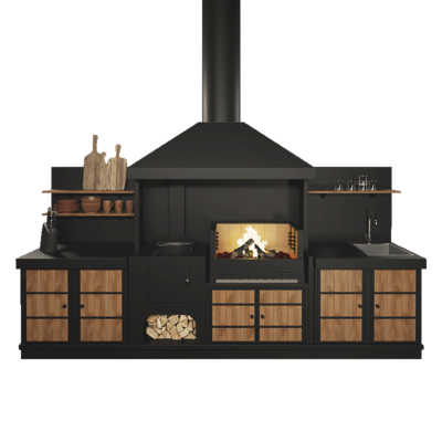 Прямой широкий барбекю-комплекс из металла OBSIDIAN с раковиной