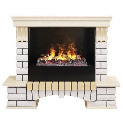 Электрокамин Real-Flame Country 26 WT с очагом 3D Cassette 630+Black вставка