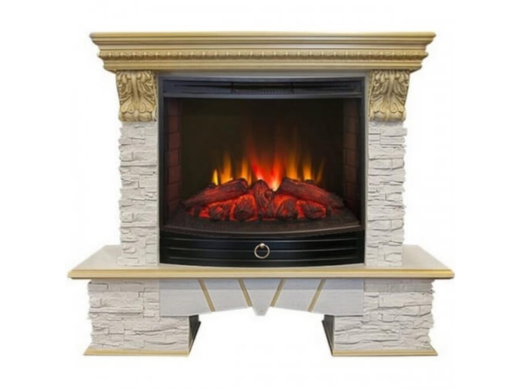 Электрокамин Real-Flame Rockland LUX 25,5 WT с очагом Evrika 25,5 LED