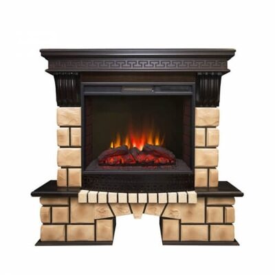 Электрокамин Real-Flame Stone Brick 25,5 AO с очагом Sparta 25,5 LED