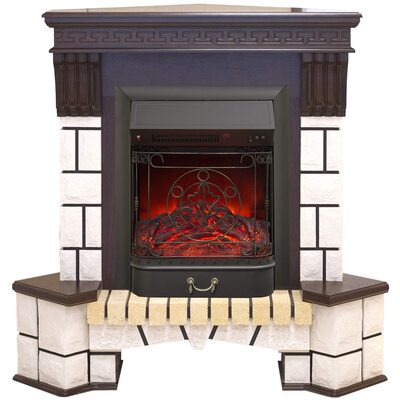 Электрокамин Real-Flame Stone Corner New STD/EUG AO с очагом Majestic s Lux BL