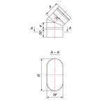 Отвод 45° овального дымохода 120x240 по широкой стороне, AISI 321 (0,5 мм)