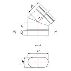 Отвод 30° овального дымохода 120x240 по узкой стороне VOR , AISI 321 (0,5 мм)