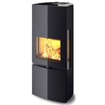 Чугунная печь K1120, черный глянец + бок.стекла + декор стекла (Keddy)